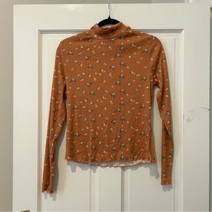 NWOT Floral Tight Turtle Neck Top